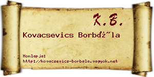 Kovacsevics Borbála névjegykártya